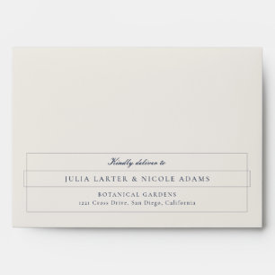 Classic Navy Blue Ivory Calligraphy Wedding Envelope