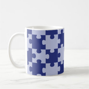 Classic Navy Blue Jigsaw Puzzle Tile Seamless Coffee Mug