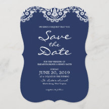 Classic Navy Blue Lace Enregistrer la carte Date