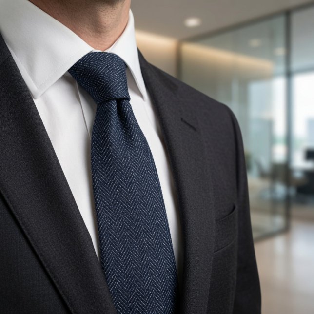 Classic Navy Blue Micro Herringbone Tie (Creator Uploaded)