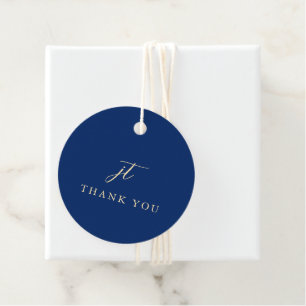 Classic Navy Blue Monogram Elegant Wedding Favour Tags