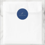 Classic Navy Blue Monogram Elegant Wedding Round Sticker<br><div class="desc">Classic style wedding sticker featuring a simple yet elegant design with your monogram in a script font.  This timeless wedding sticker in navy and cream is great for a formal wedding.</div>