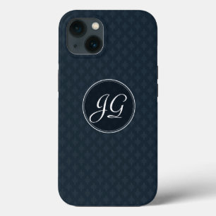 Classic Navy Blue Pattern Custom Monogram iphone 6 13 Case