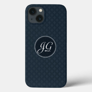 Classic Navy Blue Pattern Custom Monogram iphone 6 13 Case