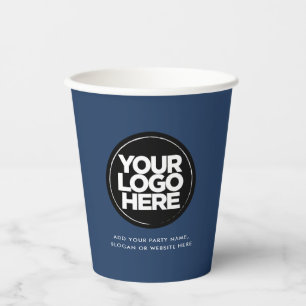 Classic Navy Blue   Personalized Logo and Text Paper Cups