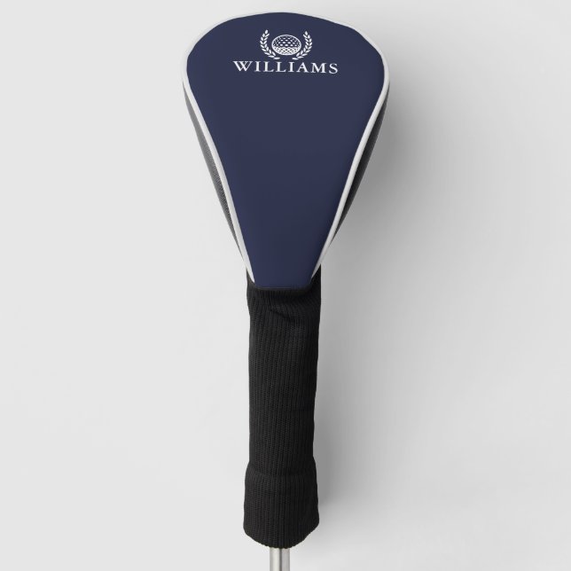 Classic Navy Blue Personalized Name Monogram Golf Head Cover (Front)
