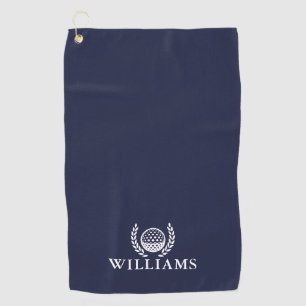 Classic Navy Blue Personalized Name Monogram Golf Towel