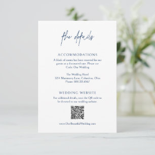 Classic Navy Blue QR Code Elegant Wedding Enclosure Card