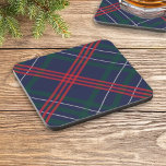 Classic Navy Blue Scottish Tartan Plaid Holiday Coaster<br><div class="desc">Stylish holiday drink coaster design features a classic navy blue,  hunter green,  and red Scottish tartan plaid pattern made modern on a diagonal.</div>