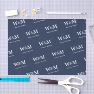Classic Navy Blue Silver Business Brand Tissue Paper