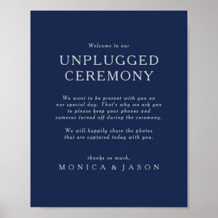 Classic Navy Blue Silver Unplugged Ceremony Poster