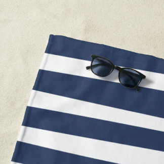 Classic Navy Blue Stripes | Timeless Nautical  Beach Towel
