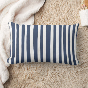 Classic Navy Blue Stripes   Timeless Nautical  Lumbar Pillow