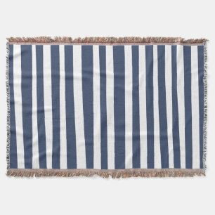 Classic Navy Blue Stripes   Timeless Nautical  Throw Blanket