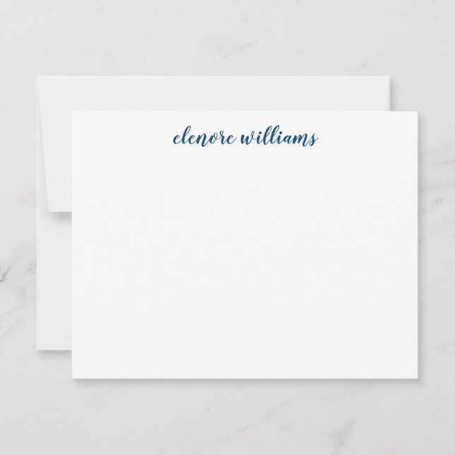 Classic Navy Blue Stylish Modern Elegant Script Card (Front)