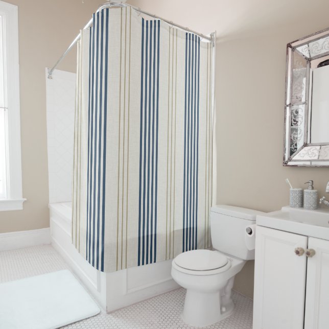 Classic Navy Blue Ticking Stripe Pattern (In Situ)