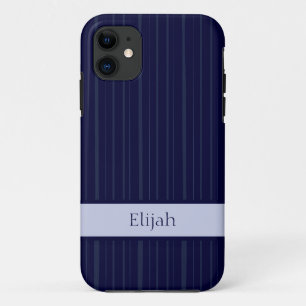 Classic Navy Blue Vertical Stripe iPhone 11 Case