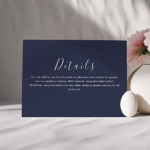 Classic Navy Blue Wedding Details Enclosure Card
