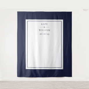 Classic Navy Blue Wedding Photo Booth Backdrop Tapestry