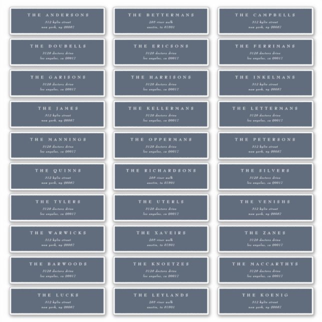 Classic Navy Blue White individual wedding address (Front)