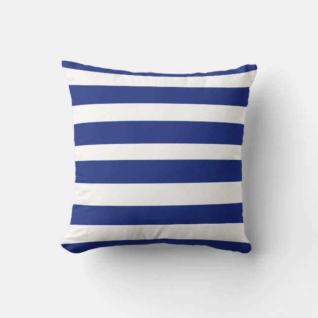 Classic navy blue white strips throw pillow (Front)