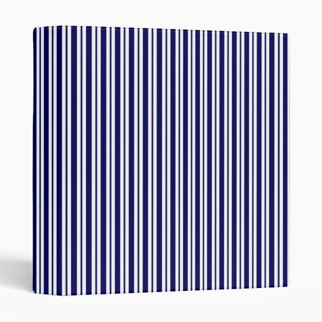Classic Navy Blue White Uneven Stripe Pattern #2 Binder (Front/Spine)