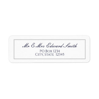 Classic Navy Blue with Border Return Address Label