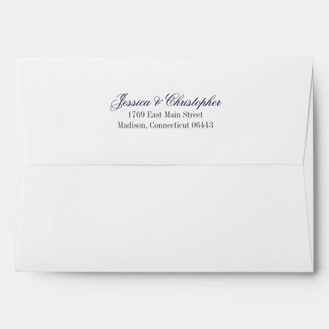 Classic Navy Border Formal Wedding Envelope (Back (Top Flap))