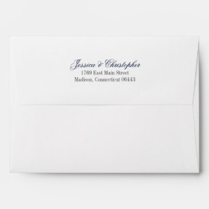 Classic Navy Border Formal Wedding Envelope