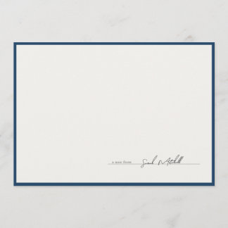 Classic Navy Border Personalized Script Card