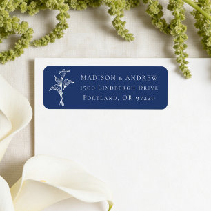 Classic Navy Calla Lily Wedding Return Address