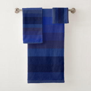 Classic Navy & Cobalt Vertical Stripes Bath Towel Set
