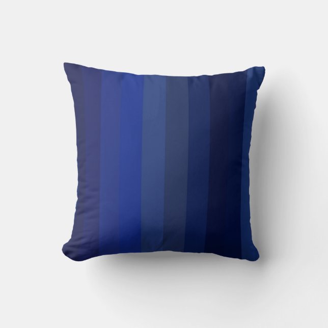 Classic Navy & Cobalt Vertical Stripes Throw Pillow (Front)