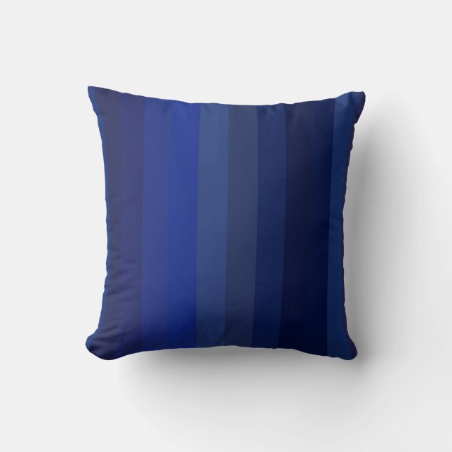 Classic Navy & Cobalt Vertical Stripes Throw Pillow (Front)