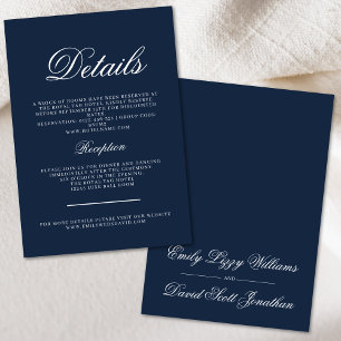 Classic Navy Elegance Calligraphic Enclosure Card