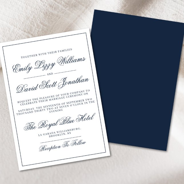 Classic Navy Elegance Script Regal Invitation (Creator Uploaded)