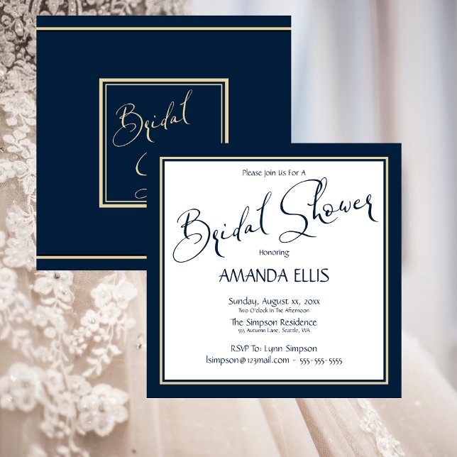 Classic Navy & Gold - Bridal Shower Invitation (Creator Uploaded)