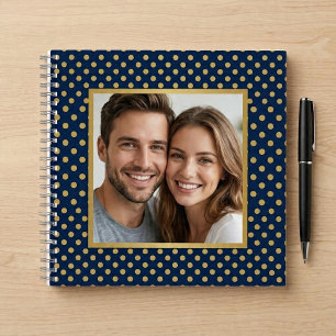 Classic Navy & Gold Polka Dot Frame Photo Notebook