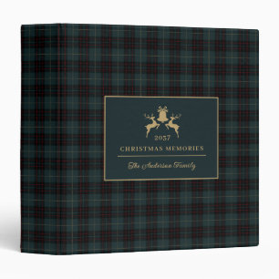 Classic Navy Green Tartan Plaid Christmas Memories Binder