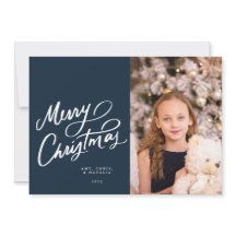 Classic Navy Hand Lettered Merry Christmas
