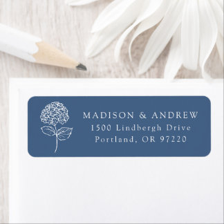 Classic Navy Hydrangea Wedding Return Address
