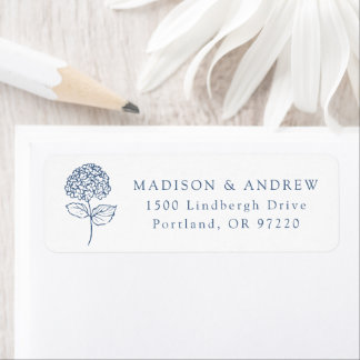 Classic Navy Hydrangea Wedding Return Address