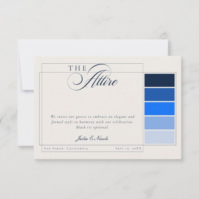 Classic Navy Ivory Calligraphy Formal Attire Code Invitation (Front)