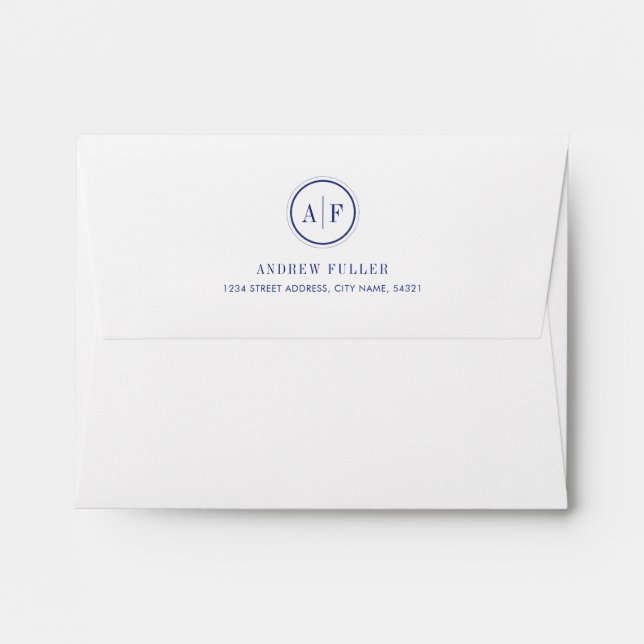 Classic Navy Monogram A2 Envelopes (Back (Top Flap))
