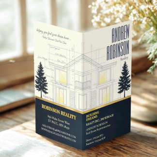 Classic Navy Open House Floor Plan Elegant Detail Business Card