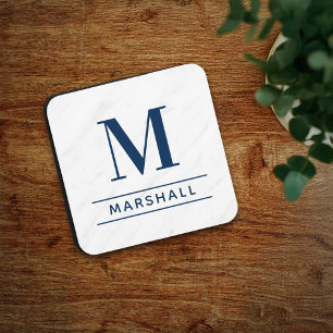 Classic Navy Personalized Family Monogram Initial Coaster