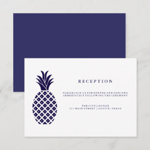 Classic Navy Pineapple Wedding Reception Invitation