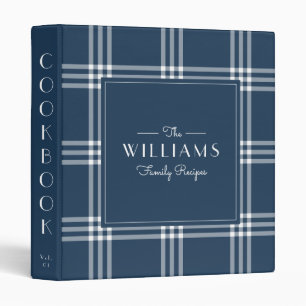 Classic Navy Plaid Family Recipe Cookbook Binder