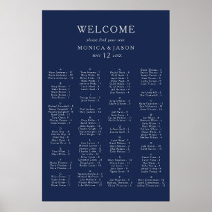 Classic Navy   Silver Alphabetical Seating Chart