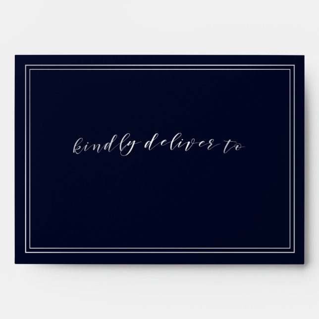 Classic Navy Silver Wedding Envelopes (Front)